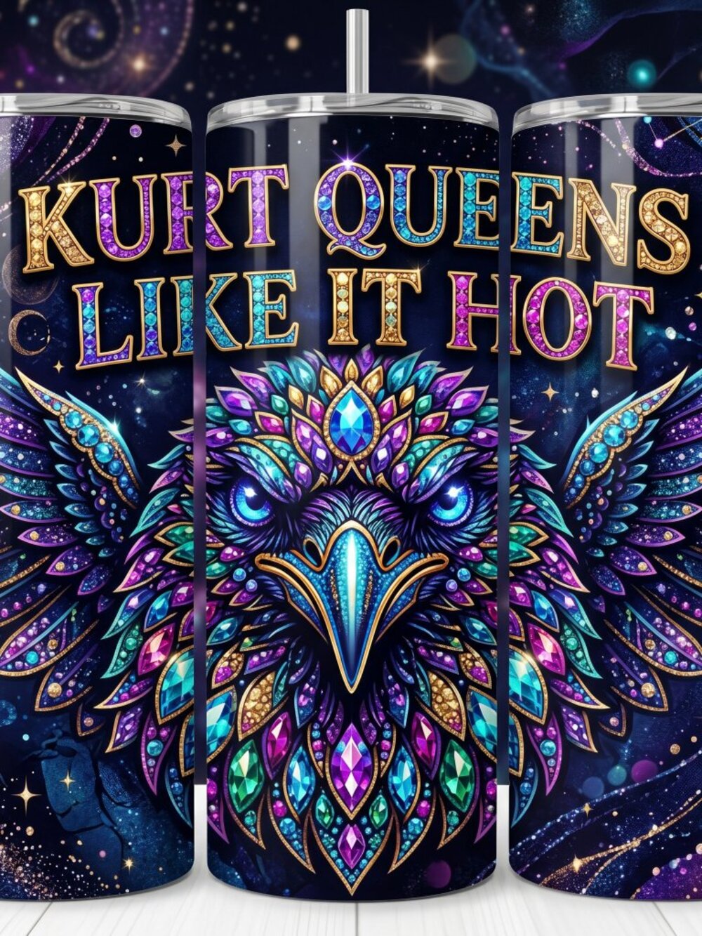 Kurt Queen 20 oz Glitter Tumbler Nwt